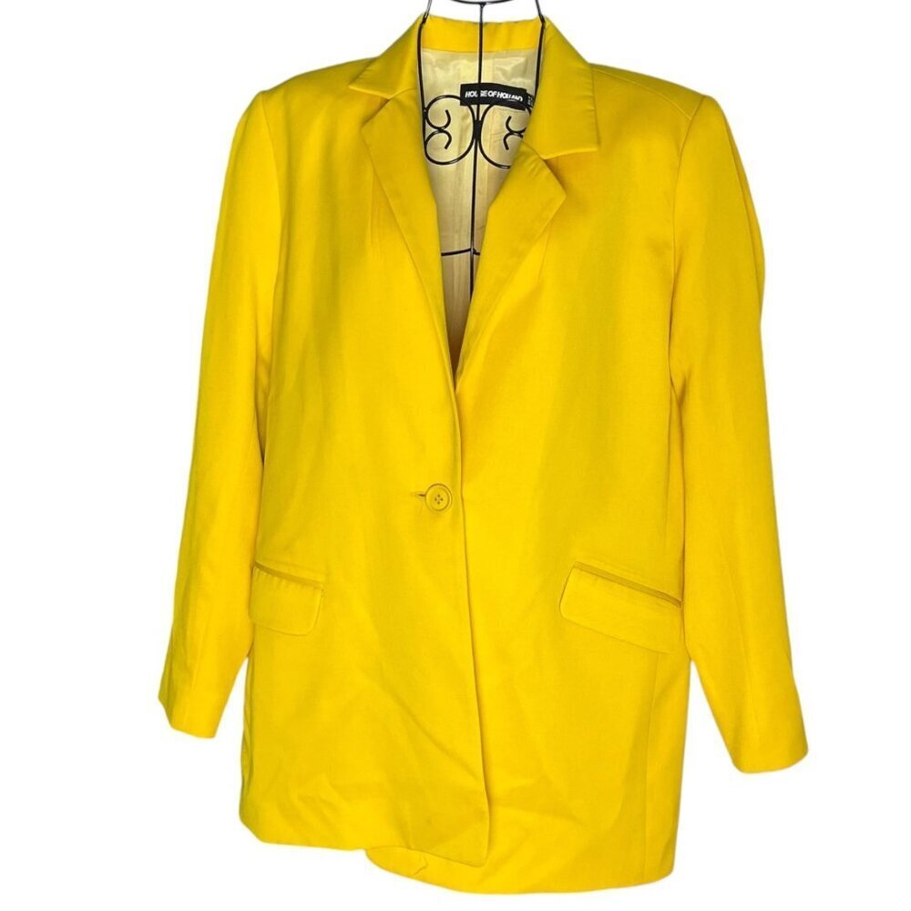 House Of Holland Women's 4 Single Button Blazer Jacket Canary Yellow‎ Bold